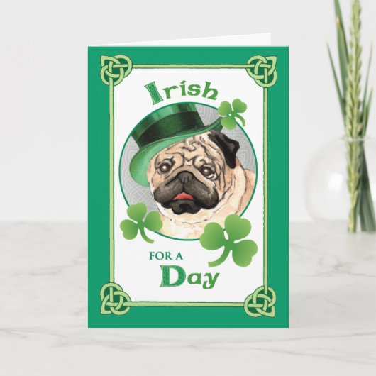 St. Patrick's Day Pug Kaart (Voorkant)