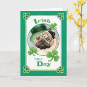 St. Patrick's Day Pug Kaart (Gele Bloem)