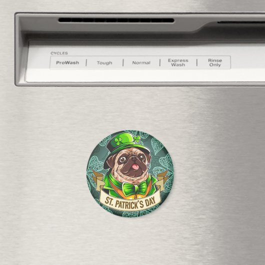 St. Patrick's Day Pug Magneet (Insitu (Vaatwasser))