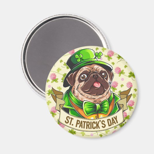 St. Patrick's Day Pug Magneet (Voorkant / Achterkant)