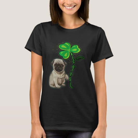 St Patricks Day Pug My Lucky Charm T-shirt (Voorkant)
