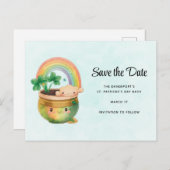St. Patrick's Day Rainbow & Clover Save the Date Uitnodiging Briefkaart (Voorkant / Achterkant)