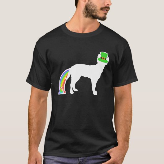 St Patrick's Day Rainbow Dog Mudi T-shirt (Voorkant)