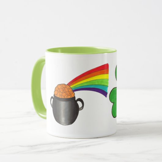 St. Patrick's Day Rainbow Pot of Gold Shamrock Mok (Voorkant links)