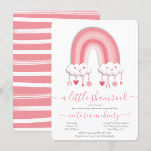 St. Patrick's Day Rainbow Shamrock Baby shower Inv Kaart