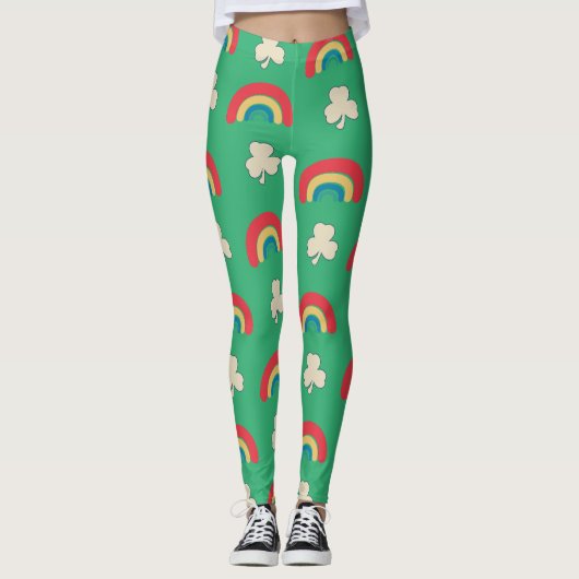St. Patrick's Day Rainbow & Shamrock Leggings (Voorkant)