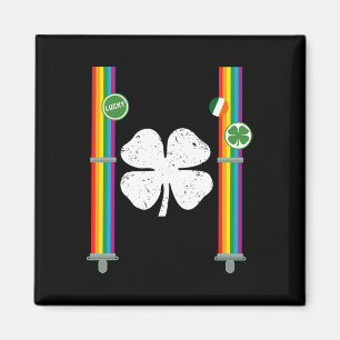 St. Patrick's Day Rainbow Suspenders Clover Boys G Magneet