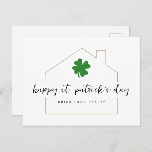 St. Patrick's Day Real Estate Shamrock Briefkaart (Voorkant / Achterkant)