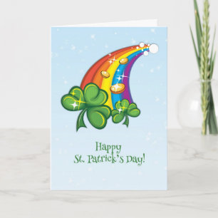 St. Patrick's Day, Regenboog, Shamrocks, Gold Coin Kaart
