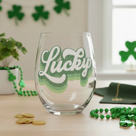 St Patrick's Day Retro Lucky Wijnglas Zonder Voet