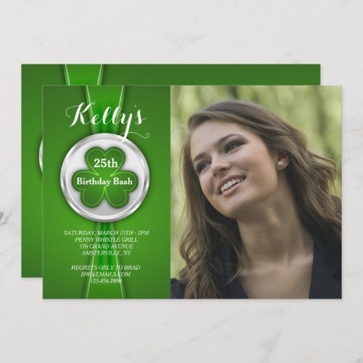 St. Patrick's Day Ribbon Foto Uitnodiging (Voorkant / Achterkant)