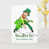 St. Patrick's Day Rock Star Grandson Voeg een naam Kaart (Gele Bloem)