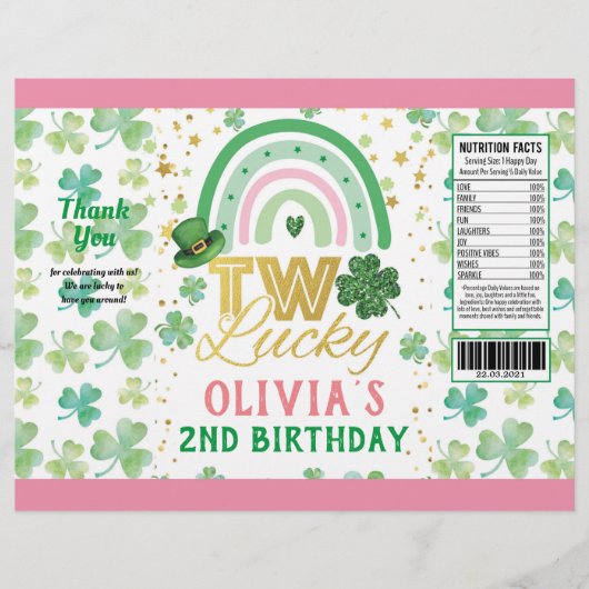 St Patrick's Day Roze Two Lucky Chip Bag Wrapper Flyer (Voorkant)