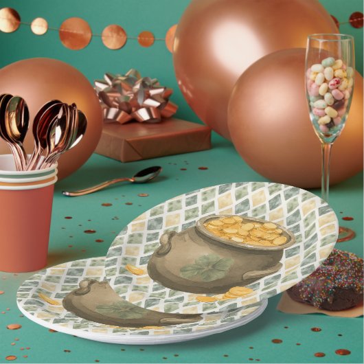  St Patrick's Day Rustic Pot of Gold Papieren Bordje (Multi)