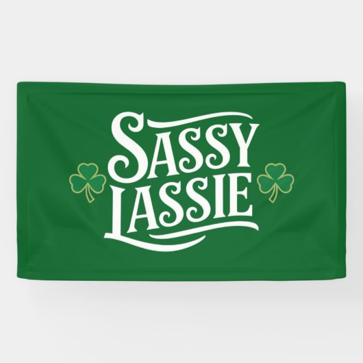 St Patricks Day Sassy Lassie Grappig Iers meisje Spandoek (Horizontaal)