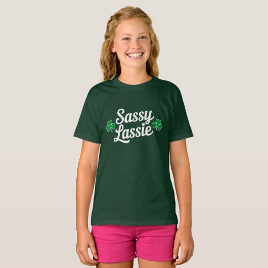St Patricks Day Sassy Lassie Grappig Iers T-shirt (Voorkant volledig)