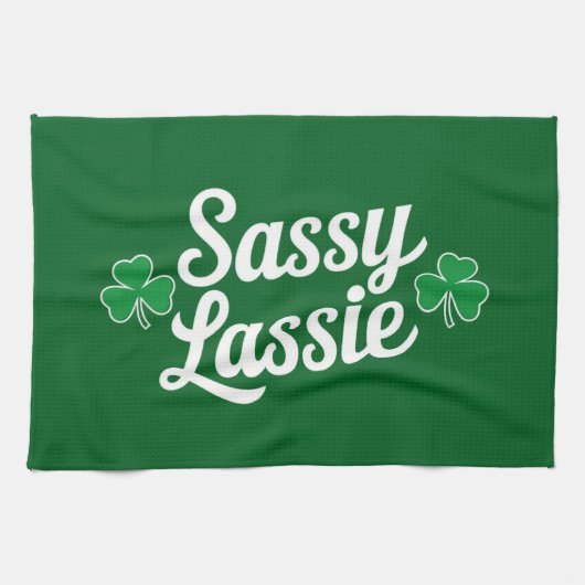 St Patricks Day Sassy Lassie Grappig Iers Theedoek (Horizontaal)