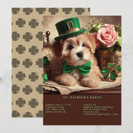 St Patrick's Day Schattig pluizig puppy groen Pet Kaart