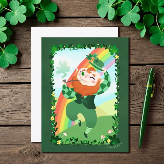 St. Patrick's Day Schattige Leprechaun Blank Briefkaart
