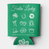 St Patricks Day Schattigee Doodle Art Lucky Irish Blikjeskoeler (Voorkant)