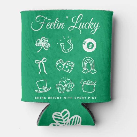 St Patricks Day Schattigee Doodle Art Lucky Irish Blikjeskoeler (Voorkant)