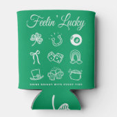 St Patricks Day Schattigee Doodle Art Lucky Irish Blikjeskoeler (Achterkant)