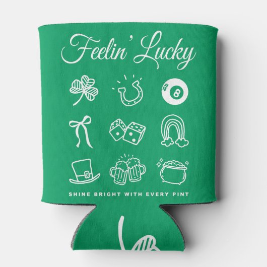 St Patricks Day Schattigee Doodle Art Lucky Irish Blikjeskoeler (Achterkant)