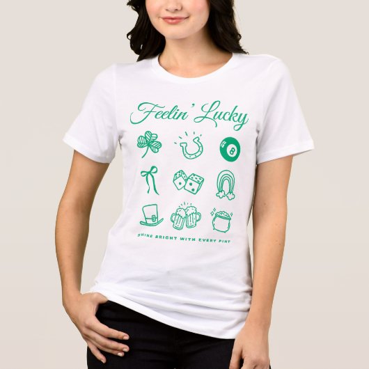 St Patricks Day Schattigee Doodle Art Lucky Irish Tri-Blend Shirt (Voorkant)