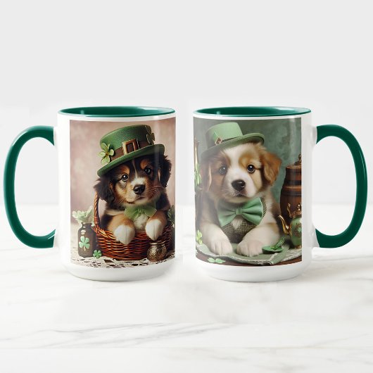 St Patrick's Day Schattigee Ierse bruine & witte P Mok