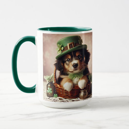 St Patrick's Day Schattigee Ierse bruine & witte P Mok (Links)