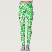 St. Patrick's Day Schattigee Lucky Green Hearts Mo Leggings (Voorkant)