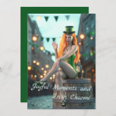 St. Patrick's Day Schoonheid zittend op een vat Feestdagenkaart (Voorkant / Achterkant)