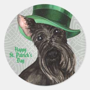 St. Patrick's Day Scottish Terrier Classic Round S Ronde Sticker
