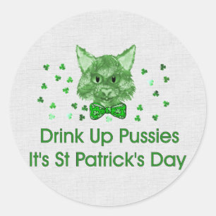 St Patrick's Day Scrapper Cat Ronde Sticker