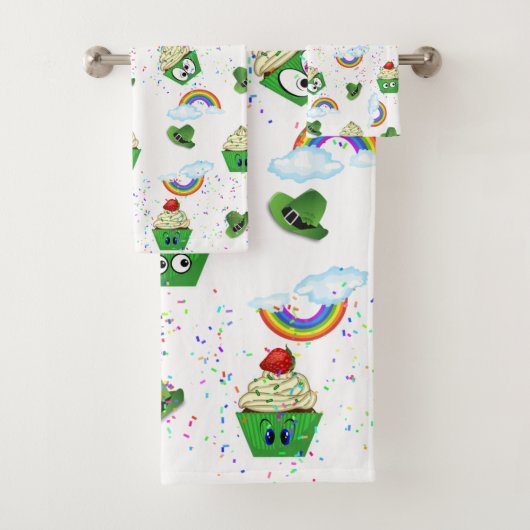 St. Patrick's Day Serviettes de bain set Cupcake (En situation)