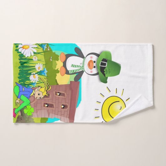 St. Patrick's Day Serviettes de bain set pingouin (Serviette à main)