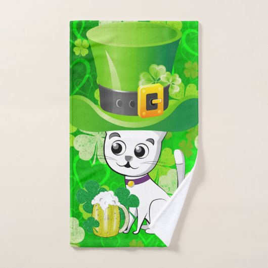 St. Patrick's Day Serviettes de bain sets Chat (Serviette à main)