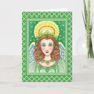 ST. PATRICK'S DAY SHAMROCK ANGEL, IRISH BLESSINGS FEESTDAGEN KAART