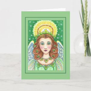 ST. PATRICK'S DAY SHAMROCK ANGEL, IRISH BLESSINGS FEESTDAGEN KAART