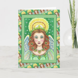 ST. PATRICK'S DAY SHAMROCK ANGEL, IRISH BLESSINGS FEESTDAGEN KAART