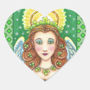 ST. PATRICK'S DAY SHAMROCK ANGEL, IRISH BLESSINGS HART STICKER