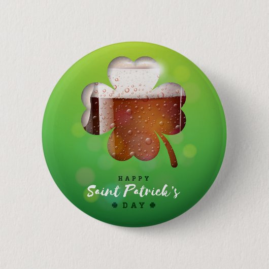 St. Patrick's Day Shamrock Beer Ronde Button 5,7 Cm (Voorkant)