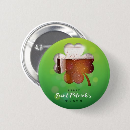St. Patrick's Day Shamrock Beer Ronde Button 5,7 Cm (Voorkant /achterkant)