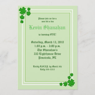 St. Patrick's Day Shamrock Birthday Invitation 5x7 Kaart