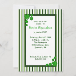 St. Patrick's Day Shamrock Birthday Invitation 5x7 Kaart