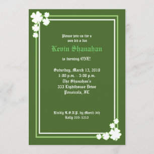 St. Patrick's Day Shamrock Birthday Invitation 5x7 Kaart