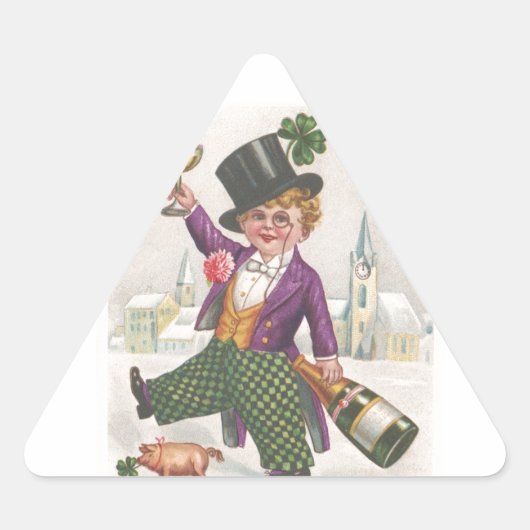  St. Patricks Day Shamrock Champagne Driehoek Sticker (Voorkant)