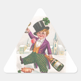 St. Patricks Day Shamrock Champagne Driehoek Sticker