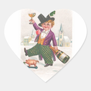 St. Patricks Day Shamrock Champagne Hart Sticker