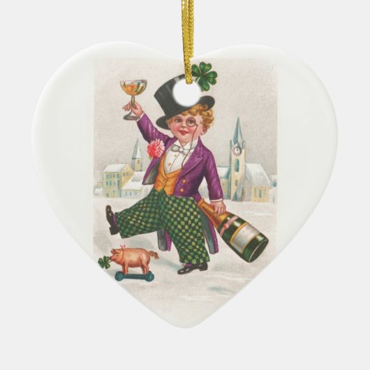 St. Patricks Day Shamrock Champagne Keramisch Ornament (Voorkant)